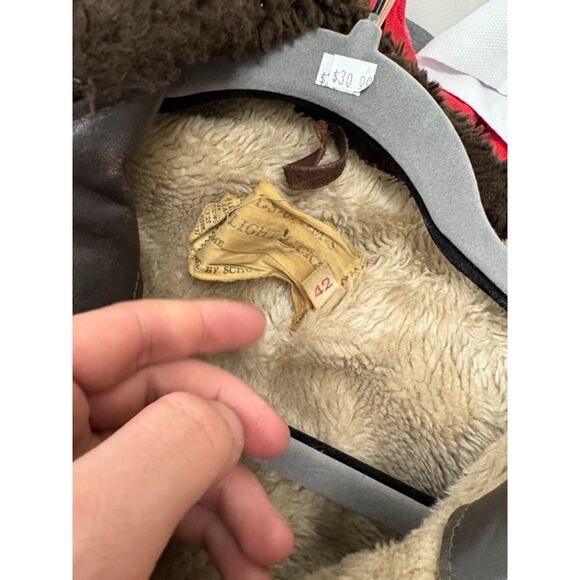 VTG Schott Leather Aviator Flight Bomber Jacket Mens 42 Sherpa Lined Streetwear - Picture 6 of 12